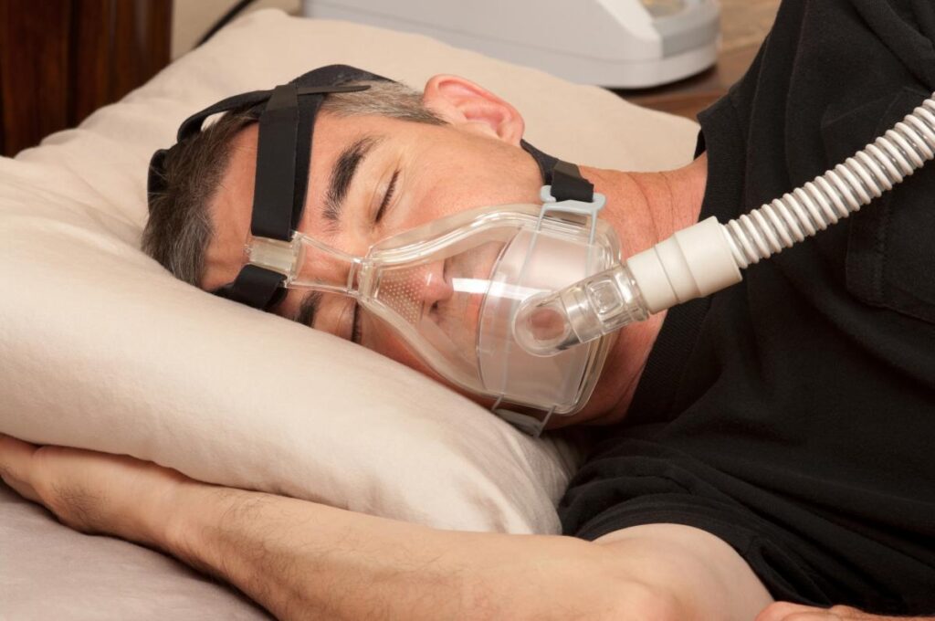 Looking to sleep with CPAP mask on